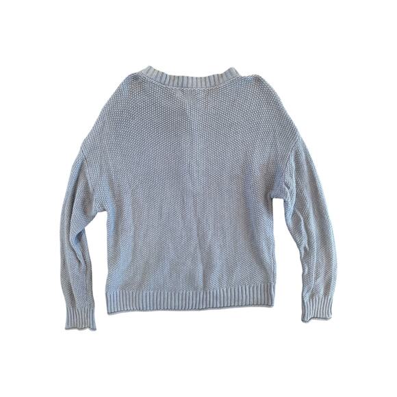 American Eagle Blue Knit Henley Sweater Women’s Medium Button Front Long Sleeve - Picture 5 of 10